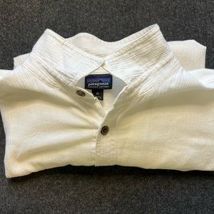 Patagonia white linen shirt sleeve button down